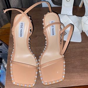 Steve Madden open toe heels rhinestones